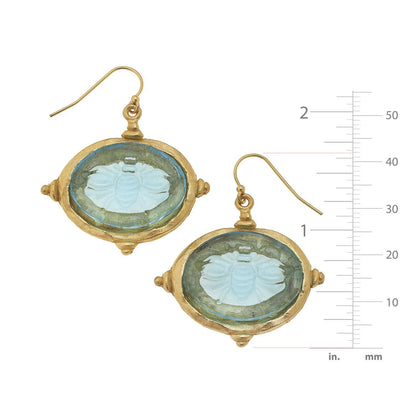 Susan Shaw - Aqua Venetian Glass Bee Earrings, available at LaSource in Darien