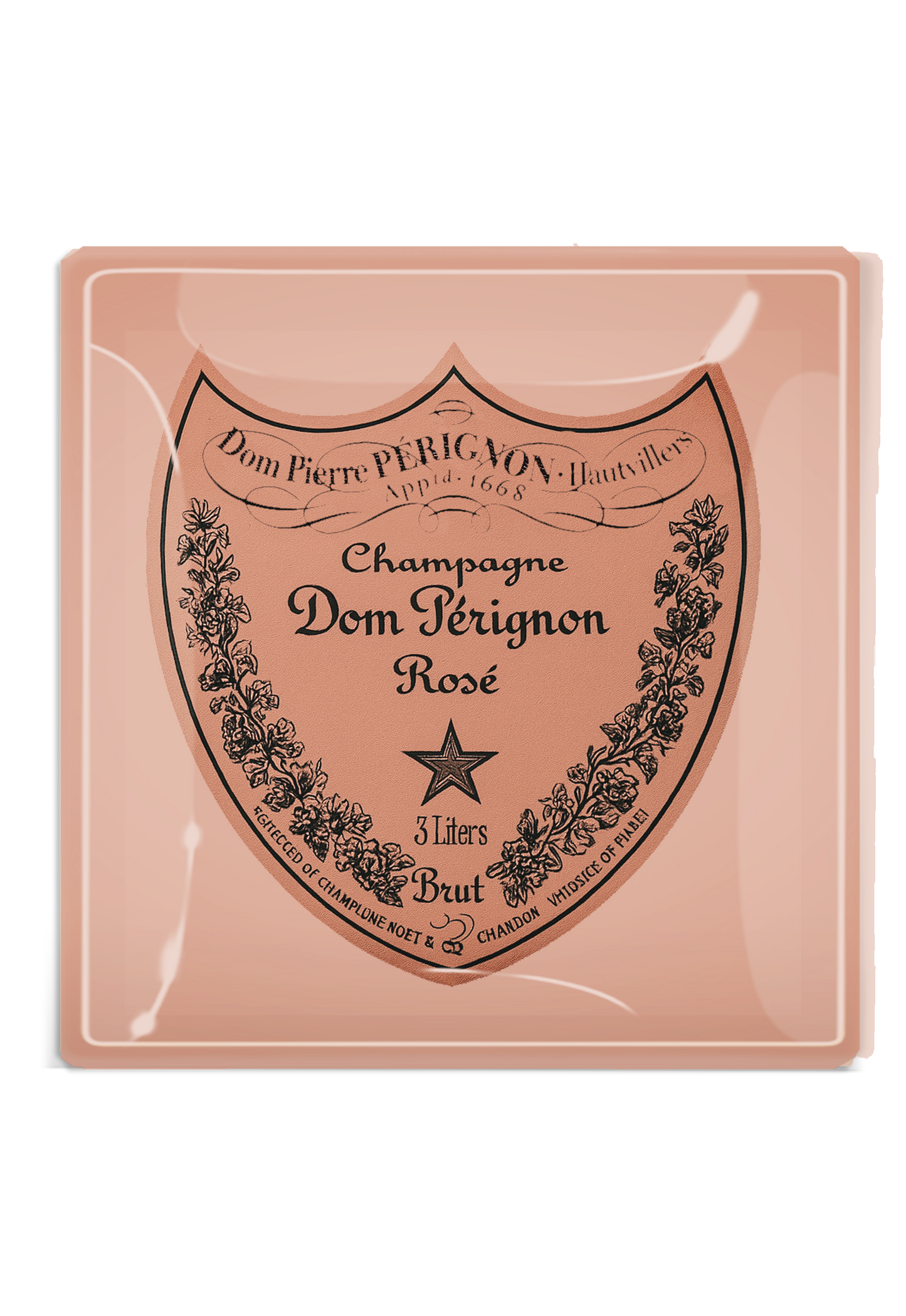Vintage Dom Pérignon Decoupage Glass Tray