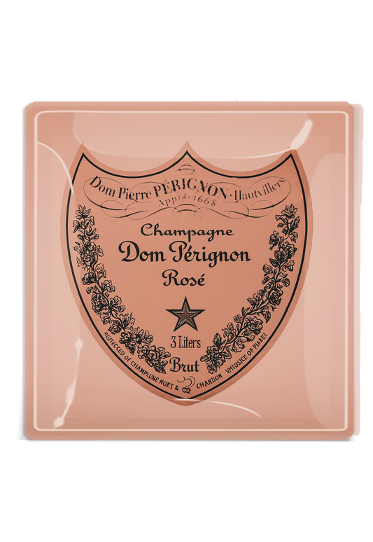 Vintage Dom Pérignon Decoupage Glass Tray