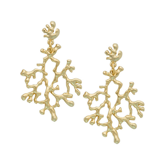 Gold Coral Branch Earrings