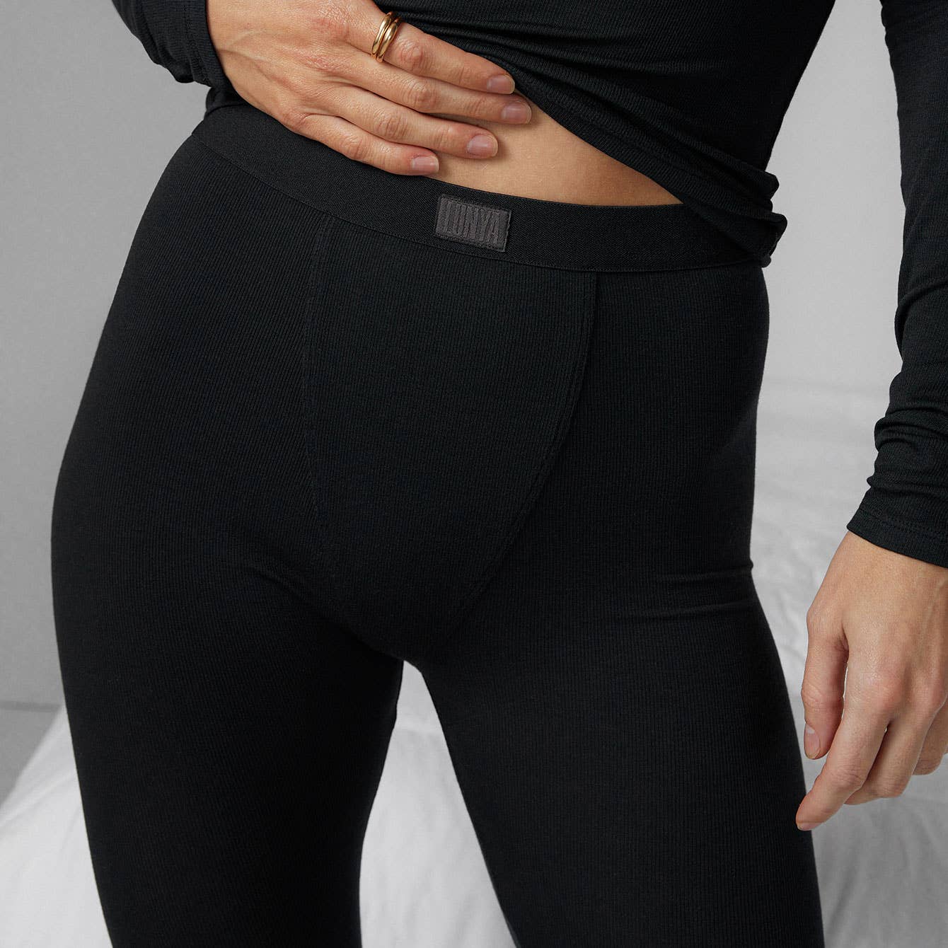 Lunya - Soft Modal Rib Legging in Immersed Black, available at LaSource in Darien.