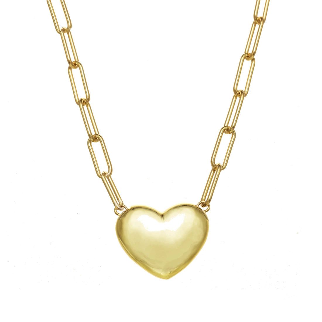 Gold Puffy Heart Necklace