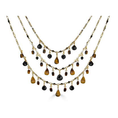 Tigers Eye and Black Spinel Bib Necklace
