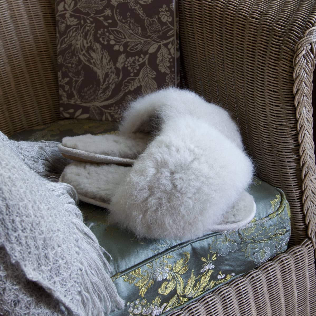 Samantha Holmes - Alpaca Fur Slides in Oyster, available at LaSource in Darien