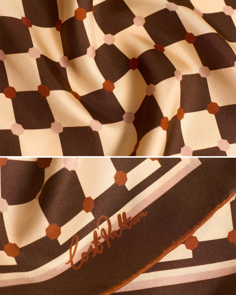 Checkerboard Silk Bandana Scarf