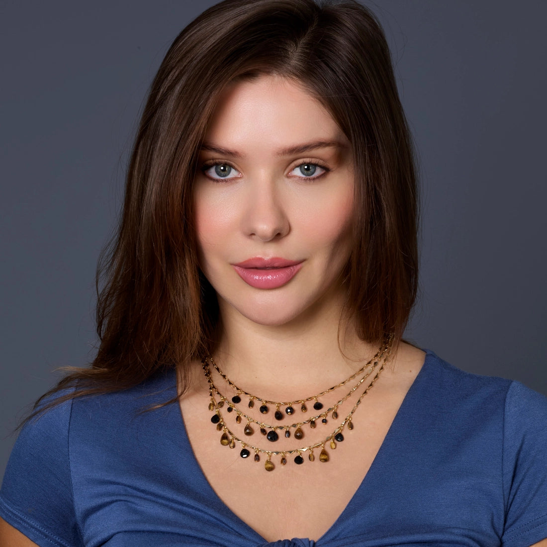 Tigers Eye and Black Spinel Bib Necklace