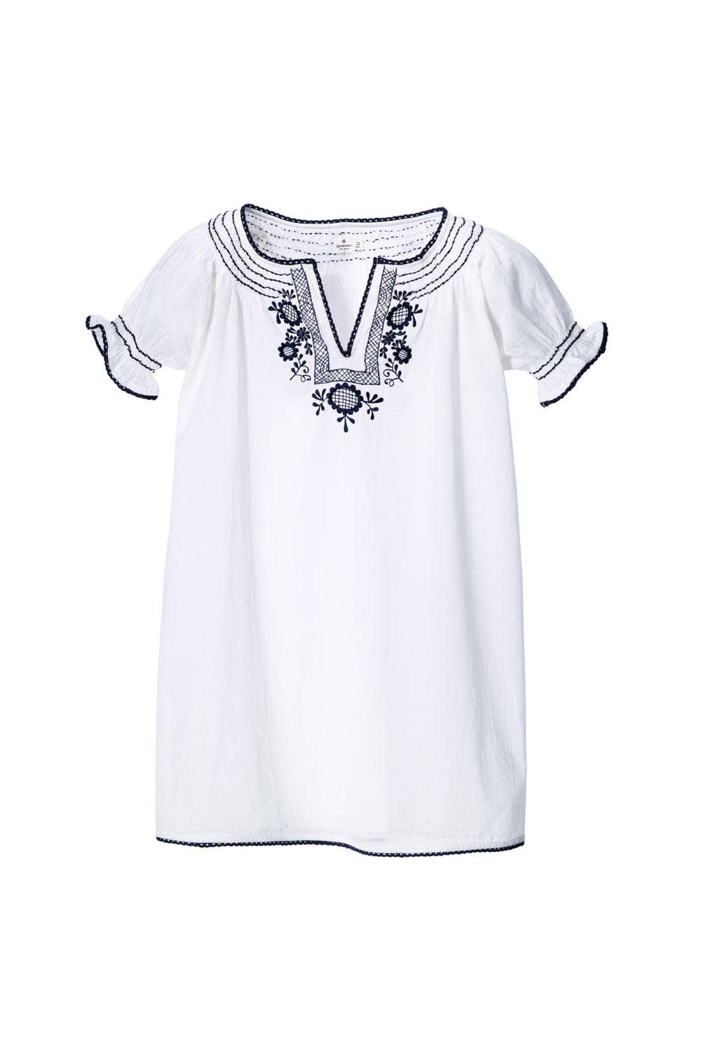 Germaine Des Pres Zoe White Blue Embroidery Dress, available at LaSource in Darien