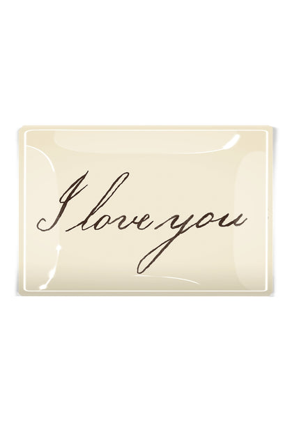 I Love You Script Glass Tray