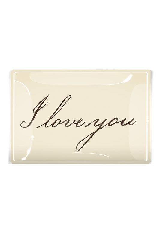I Love You Script Glass Tray