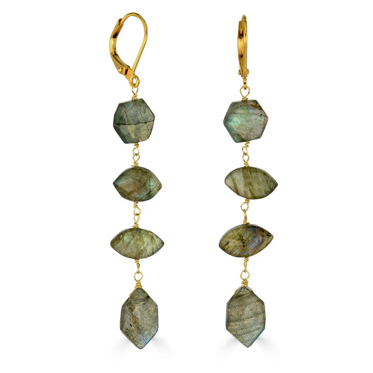 Labradorite Linear Drop Earrings