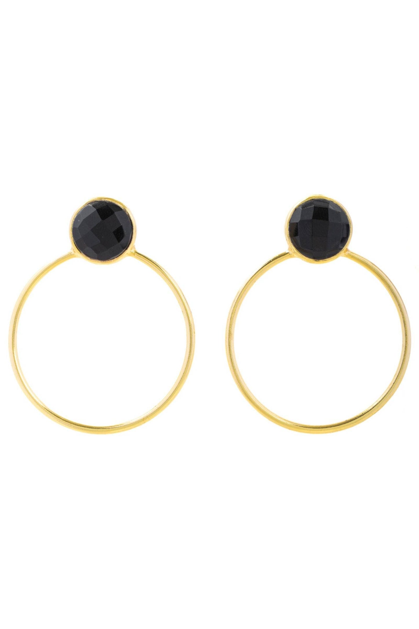 Saachi JWL Gemstone Adorned Hoop Earrings in black at LaSource in Darien