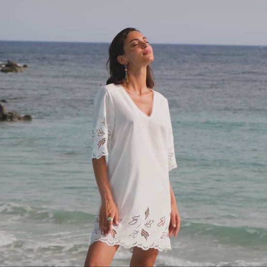 LoveLaSource Envolee Tropicale Tunic Beach Cover Up  in white