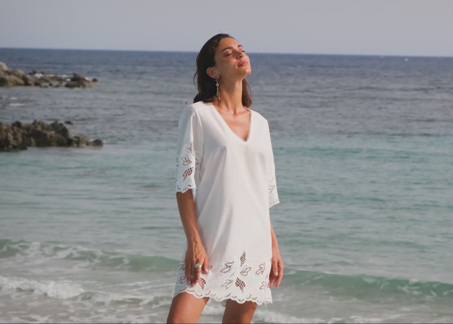 LoveLaSource Envolee Tropicale Tunic Beach Cover Up  in white