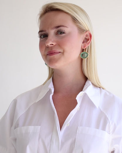 Susan Shaw - Aqua Venetian Glass Bee Earrings, available at LaSource in Darien