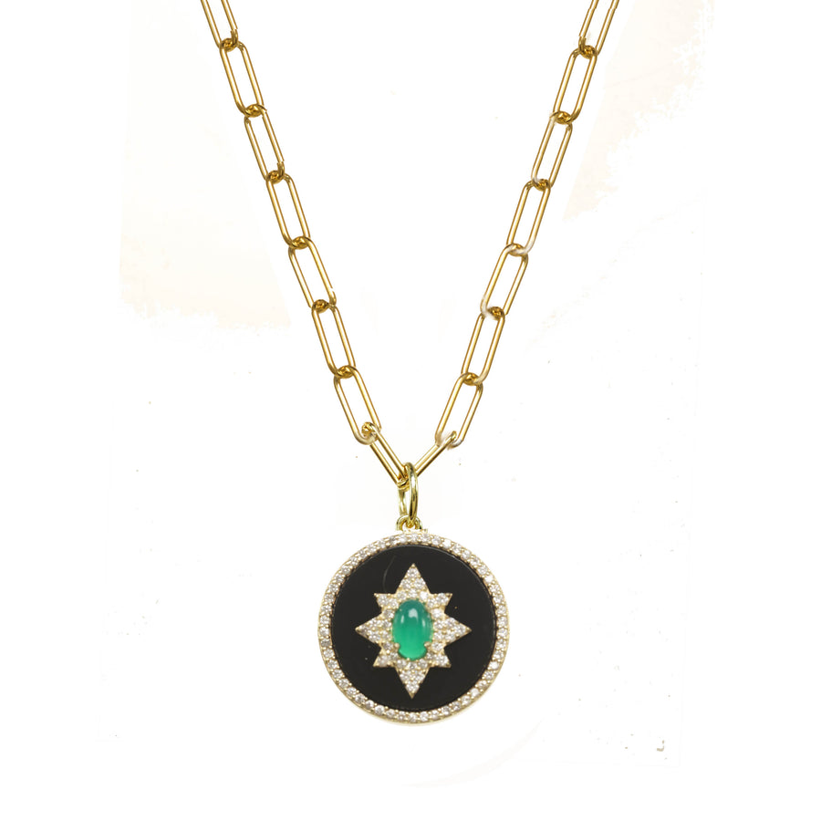 Black and Green Onyx Pendant Necklace