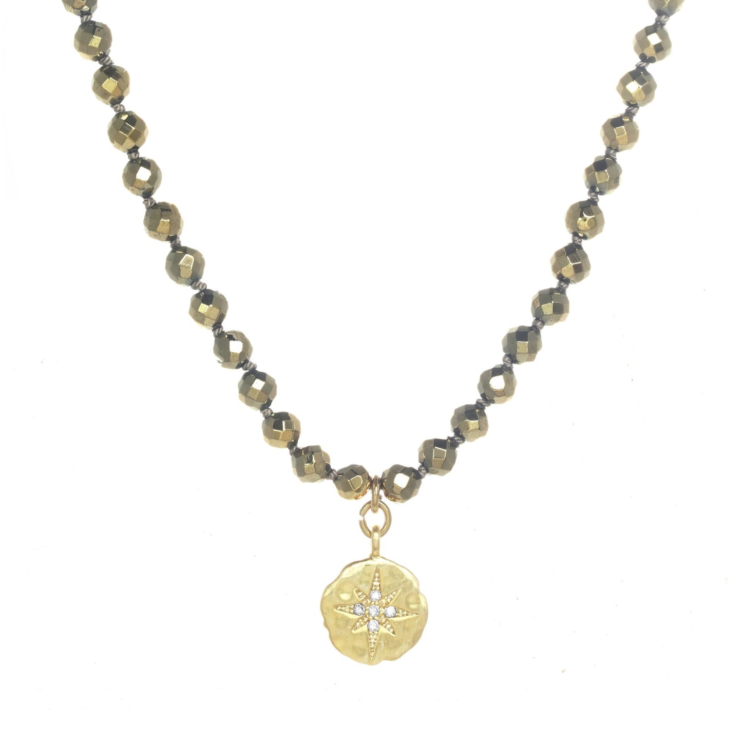 Pyrite Necklace with Delicate Celestial Pendant