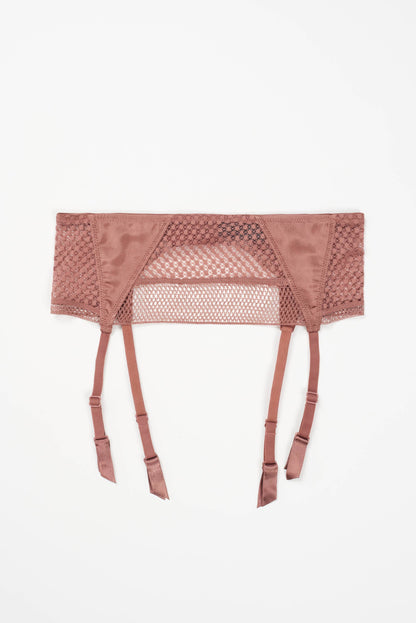 Else Lingerie Bella Garter Belt in Pink Clay, available at LaSource in Darien